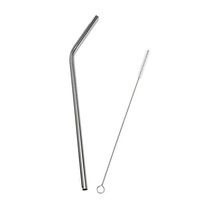 1PC Long Stainless Steel Straws Reusable Drinking Metal Straws Stainless Steel Straws Curved Fits 20 Oz/30 Oz Cups Cleaner Brushes Included - Ecofriendly, Dishwasher Safe (Silver)