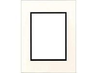 PA Framing Double Photo Mat Board, Pre-Cut Framing Mat - Cream Core, Antique White/Black, 9"x12" (Frame), 6"x8" (Photo)