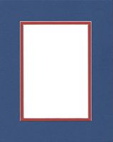 Pack of (5) 11x14 Double Acid Free White Core Picture Mats Cut for 8.5x11 Pictures in Royal Blue and Orange
