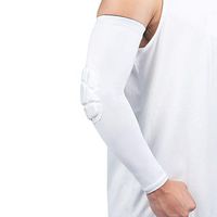 RGA Compression Padded Arm Sleeves Crashproof Arm Guard Elbow Support for Men Women Arm Protection for Basketball,Football,Volleyball,Cycling,Shooting (White, L)