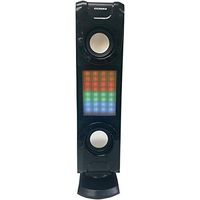 SYLVANIA SP337-BLACK Bluetooth Light-Up Mini Tower Speaker (Black), 20.90in. x 7.50in. x 5.40in.