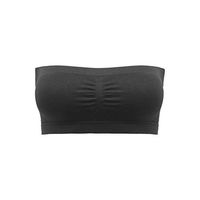 💫GateLie Women's Solid Tube Top Strapless Bandeau Removable Padded Top Stretchy Bra Lingerie Underwear (Black, L)