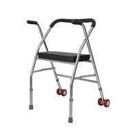 LBSX Bariatric Heavy-Duty Folding Walker with Wheels for Seniors, Adults, Extra Wide Front Wheel Walker (2 5-Inch Wheels),Bench Four-Legged Wheel Walker Stability