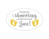 Baby Shower Stickers, Thanks for Showering us, Girl Boy and Gender Neutral Shower Stickers (#681-1-YL-OV)