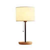 ZHOUYANG Exquisite Bamboo and Wood Base Wrought Iron Bracket Living Room Bedroom Bedside Table Lamp, with White Black Fabric Fabric Lampshade Table Lamp (Color : White)