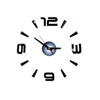 heavKin 3D Wall Sticker Clock Acrylic Silent Non-Ticking Wall Clock,Accurate Sweep Movement (Black, Size: Diameter 40cm)