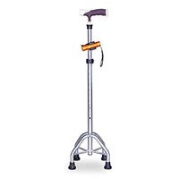 Quad Cane Walking Canes T Handle Stable Sticks with Large Base Rubber Tips for Men & Women, 10-Level Height Adjustable Lightweight Fauay,Silver