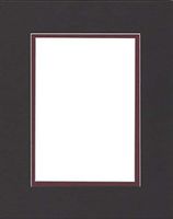 22x28 Double Acid Free White Core Picture Mats Cut for 18x24 Pictures in Black and Maroon