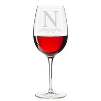 Classic Elegance Initial Engraved 18 oz Wine Glass, Letter N