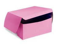 Pack Of 10, 6 X 6 X 3" Pink Bakery Boxes 1-Piece Lock Corner Box For Cakes, Pies, Cupcakes Made In USA