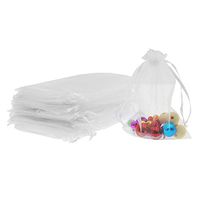 Lautechco 100Pcs Organza Bags 5x7 inches White Organza Gift Bags Small Mesh Bags Drawstring Gift Bags Christmas Drawstring Organza Gift Bags (5x7 inches White)