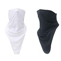 PRILAN 2 Pack Scarf Headband Face Motorcycle Mask Silk Triangle Cycling Towel,Headwear Bandana for Neck, Dust-Proof,Outdoor Sports (Black and White)