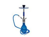 Zebra Smoke Starter Series: Bubbly 21" 1 Hose Hookah Combo Kit Set w/Instant Charcoal and Herbal Shisha Flavors, Colorful multiuse Mouth Tips (Blue) Combo Pack