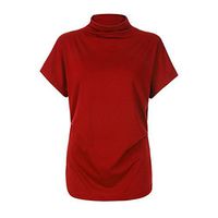 Xia&Han Women Casual Loose Shirts Pleated Tank Turtleneck Tunics Solid Blouse Sleeveless Tops Vest Blouse Watermelon Red