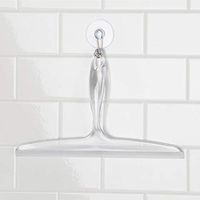 iDesign Plastic Bathroom Squeegee for Shower, Glass Doors, Floors, Mirrors, with Suction Hook Holder, 12-Inch, Clear