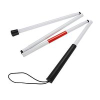 Blind Stick, 4-Sections Aluminum Folding Walking Cane with Red & White Reflector Tape for Vision Impaired Blind People and Nighttime Visibility (48.8 Inch)