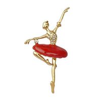 1pc Fashion Dancing Ballet Girl Women Jewelry Brooch Pin Alloy Rhinestone Charm Popular Creation Aesthetic Beauty Womans Accesories Styling | Color - Red