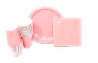 Party Supplies Set for 20 guests! Includes: 20 Paper Plates, 20 Napkins & 24 Cups. (Pink)