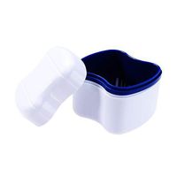 Healifty Denture Retainer Denture Box Case Denture Bath Box Case Dental False Teeth Storage Box with Rinsing Basket (Blue)