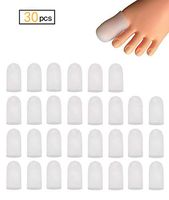 30 Pieces Gel Toe Caps, Silicone Toe Protector, Toe Covers for Big Toe, Protect Toe from Rubbing, Ingrown Toenails, Corns, Blisters, Hammer Toes and Other Painful Toe Problems (Large,White)