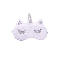 Cute Plush Silk Cartoon White Unicorn Eye Mask for Sleeping for Kids Eye Cover Blindfold Funny Sleeping Masks for Women