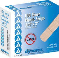 Adhesive Bandage 3/4" X 3",Sterile,Sheer, 100/Box