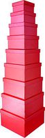 Cypress Lane Square Rigid Gift Box, 11 inches, a Nested Set of 9 (Red)