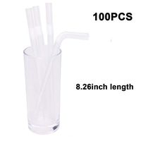 Mini Skater 8.26 inch Plastic Clear Thick Drinking Straws Individually Wrapped PP Material Flexible Drinks Straws for Milkshake Bubble & Boba Tea Soda Smoothies,Pack of 100