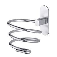 ETERLY Bathroom Hair Dryer Stand - Punch Free Hair Dryer Storage Rack - Silver White - Space Aluminum Hair Dryer Bracket - for Bedrooms Or Hairdressers, Hotels, Nail Salons