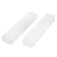 uxcell® Number Print Travel Rectangle 7 Compartments Pills Storage Box Case 2pcs Clear