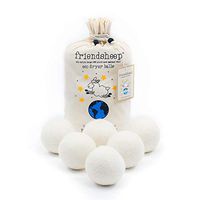 Wool Dryer Balls by Friendsheep 6 Pack XL Organic Premium Reusable Cruelty Free Handmade Fair Trade No Lint Fabric Softener White -"Creamy White"