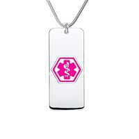 Divoti Custom Engraved 316L Classic Superior Medical Alert Necklace, Medical ID Necklace Women, Medical Pendant Tag w/Free Engraving-24 in Snake Chain-Violet