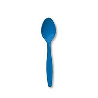 Royal Blue Plastic Spoons Exquisite Solid Color Premium Plastic Cutlery, Heavy Duty Plastic Disposable Spoons (24-ct. Pack)