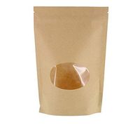 SumDirect Kraft Paper Bags Zip Lock Stand-up Reusable Sealing Food Pouches with Transparent Window and Tear Notch for Storing ,Cookie,Dried Foods,Snack,5.5x 7.4 inches,4.4oz,Pack of 50