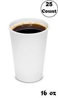 16oz White Paper Coffee Cups - (25 Count) by EcoQuality - Disposable Coffee Cups - Hot Drink, Tea, Coffee, Cappuccino, Hot Chocolate, Chai, Chai Latte