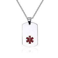 Heart of Charms 316L Stainless Steel Medical Alert ID Necklaces Dog Tag Emergency Necklace