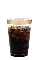 50 Gold Rimmed Clear Hard Plastic Cups | 10 oz. Fancy Disposable Tumblers (50-Pack) by Bloomingoods