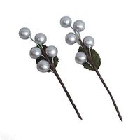 Riverbyland 3.5" Christmas Gift Wrapping Artificial Berries Silver 20 PCS