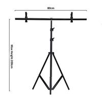 Huamei Photography T-shape Background Support Stand 31.5 inches Wide x 6.5 ft with 2 Tight Clamps (T082)