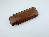 Black Leather Cigar Case 2 Cigar Sets + Stainless Steel Cigar Cutter (Brown)