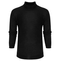 Sunhusing Men's Solid Color Turtleneck Long Sleeve Sweater Top Autumn Winter Joker Bottoming Knitwear Shirt(Black,2XL)