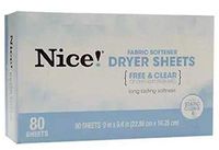 Nice! Fabric Softener Dryer Sheets Free & Clear 80.0 ea (pack of 3)