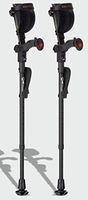 Ergobaum Jr. Forearm Crutches with Shock Absorbers for Users 3'9'' to 5' in Height, with Ergonomic Handle Grips, All-Terrain Ultralite Non-Slip Rubber Tips, Knee-Rest Platforms, LED Light (Black)