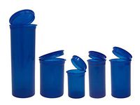 Blue DRAM 5 Pack Squeezetops® Medicine Bottle RX Wellness Containers 08,13, 19, 30, 60 Drams (Blue - Transparent)