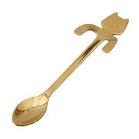 Edtoy Catoon Cat Coffee Spoon Stainless Steel Stirring Hanging Cup Tableware Kitchen Teaspoon (Gold Color)