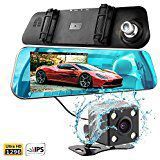 T-Tek Ultra HD 1080P Front + 720P Rear 140° Wide Angle Anti-Glare Rearview Mirror Dual Lens Dash Cam with IPS 5" Screen, Superior Night Mode, Advanced Dashcam Parking Mode, Support 32GB