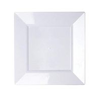 BalsaCircle 30 pcs 8-Inch White Plastic Square Plates - Disposable Wedding Party Catering Tableware
