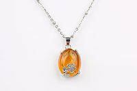 Silver Rose Incrustation Handmade Glass Essential Oil Diffuser Necklace (Amber)