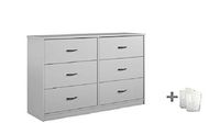 Mainstays Drawer Dresser, (6-Drawer, Dove Gray + Free Bundle)