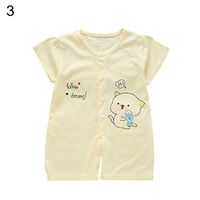 Ugthe Infant Clothing Fashion Summer Baby Unisex Short Sleeve Romper Breathable Thin Onesie Bodysuit - Yellow 66 Cat